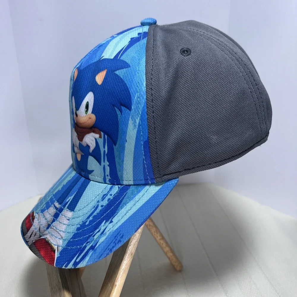 Sonic The Hedgehog Hat YOUTH Cap Blue SEGA BOOM Watercolor All Over Dye Snapback